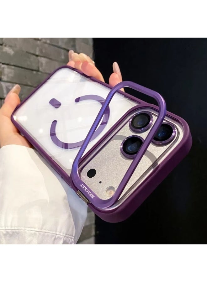 جراب شفاف مزود بحامل كاميرا مدمج قابل للتعديل لهاتف iPhone 17 Pro، جراب مغناطيسي شفاف مزود بعدسة كاميرا لهاتف iPhone 17 Pro - Image 1